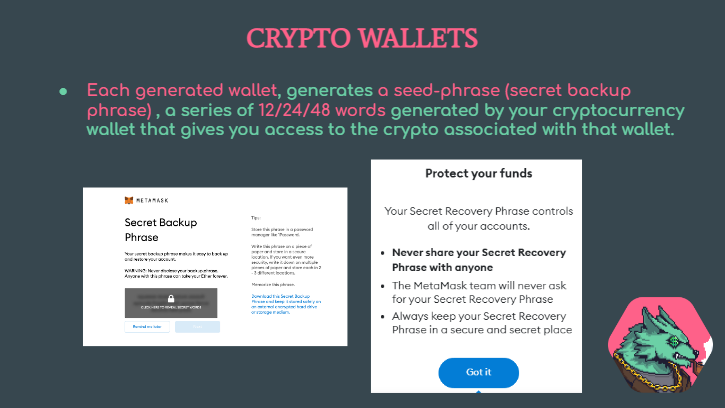 MetaMask seed phrase screenshot