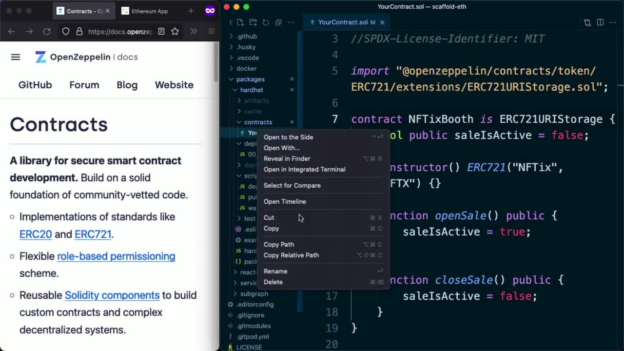 OpenZeppelin NFT smart contract examples