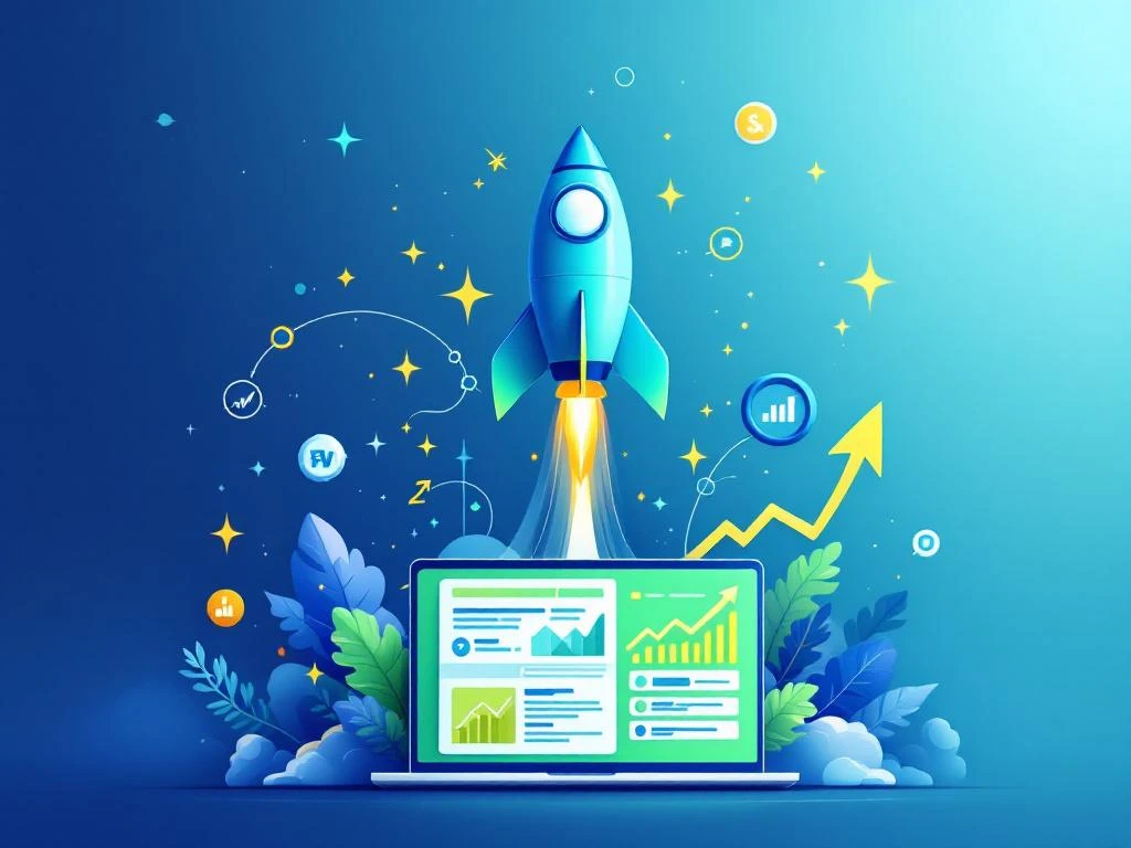 scalability growth chart rocket icon