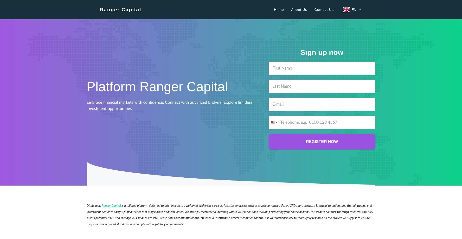 Ranger Finance platform homepage