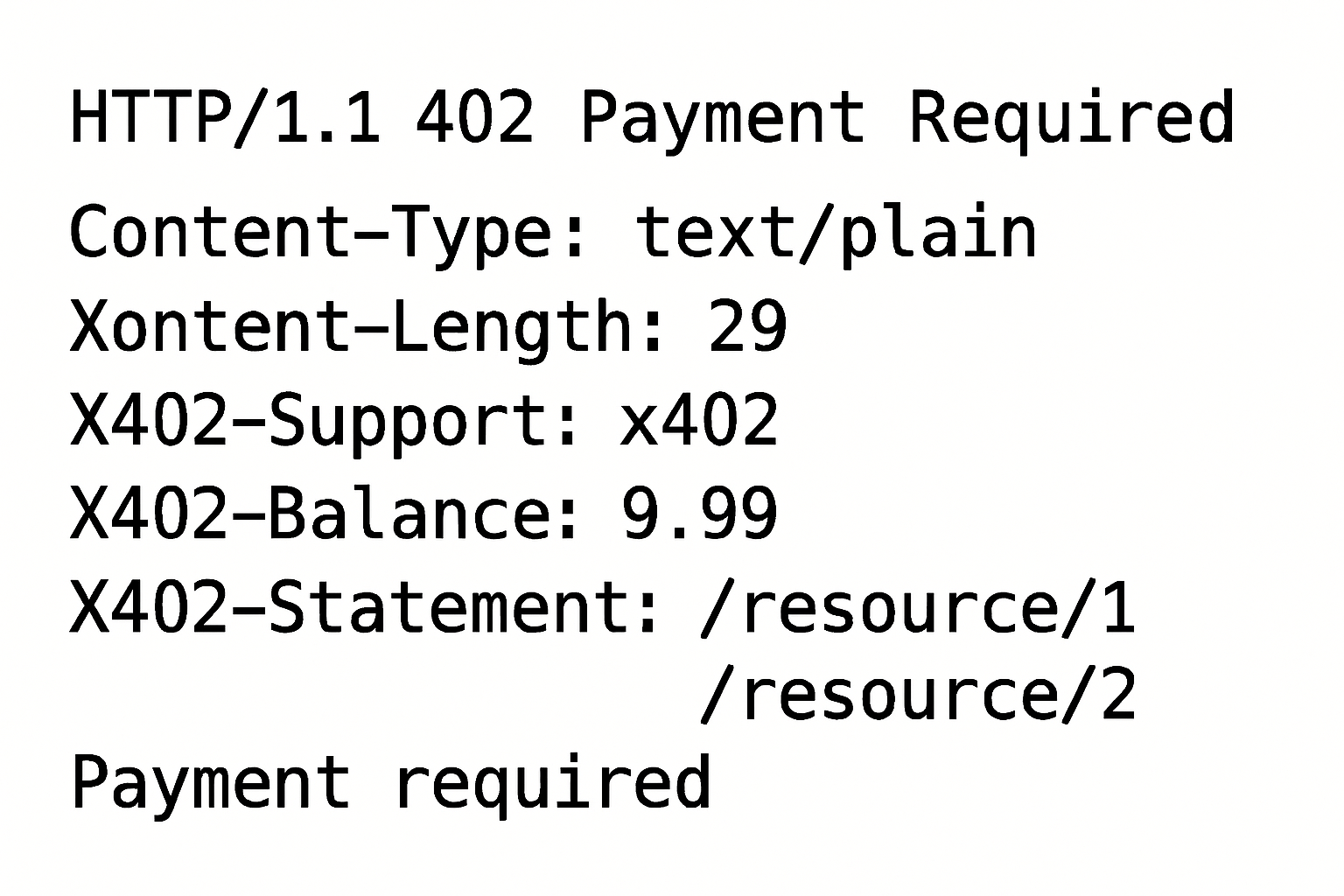 HTTP 402 Payment Required x402 protocol headers example