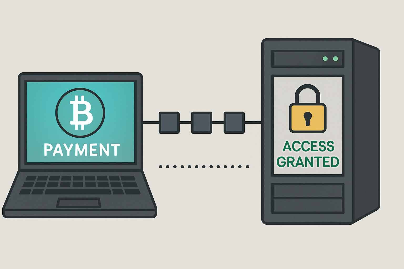Server granting access after verifying onchain payment