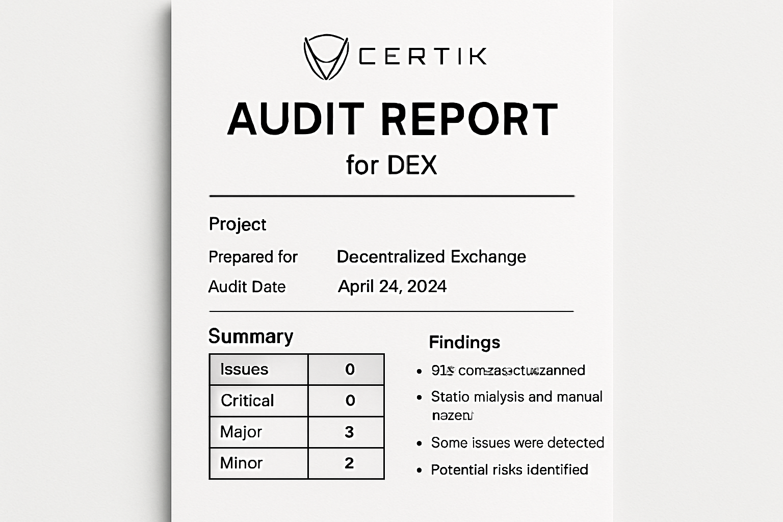 CertiK audit report for a DEX