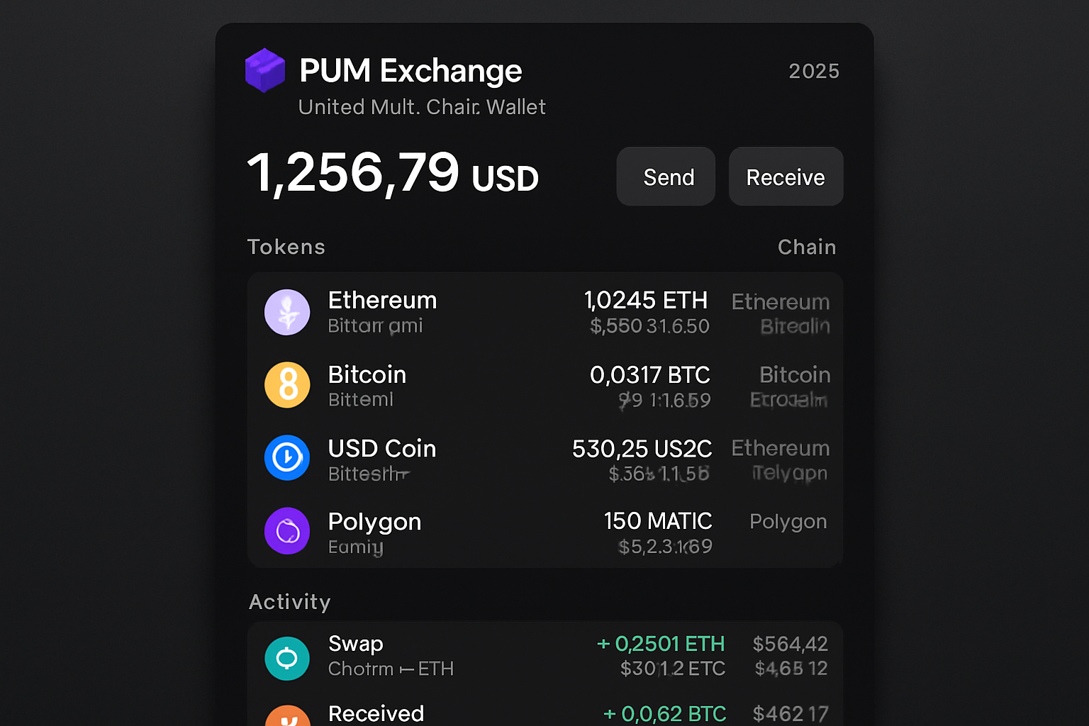 PUM Exchange Unified Multi-Chain Wallet interface 2025