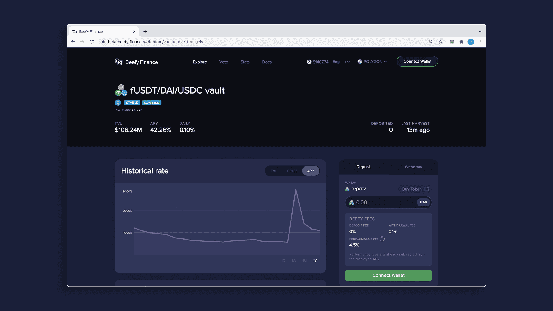 Beefy Finance auto-compounding interface