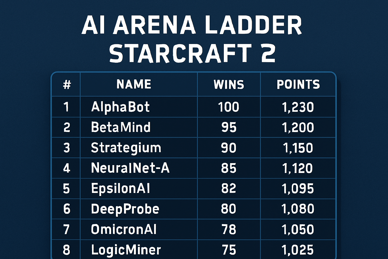 AI Arena Ladder Starcraft 2 leaderboard