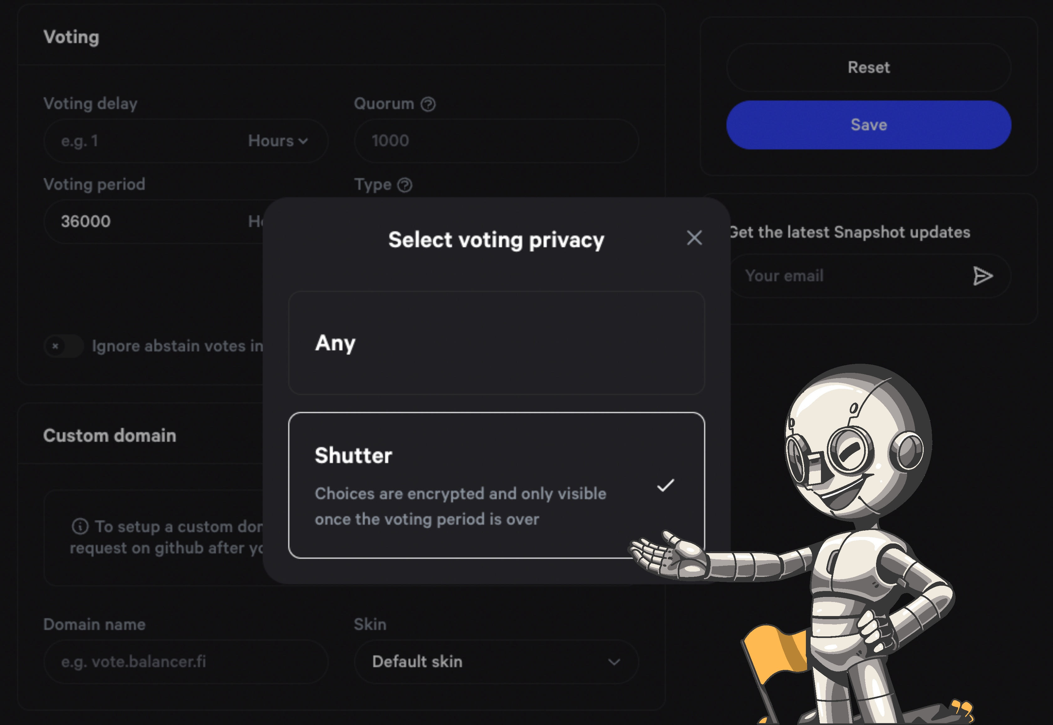 Snapshot shielded voting feature