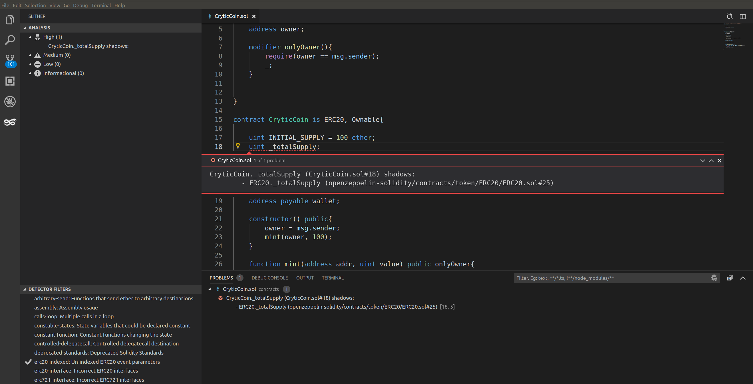 Slither smart contract analysis