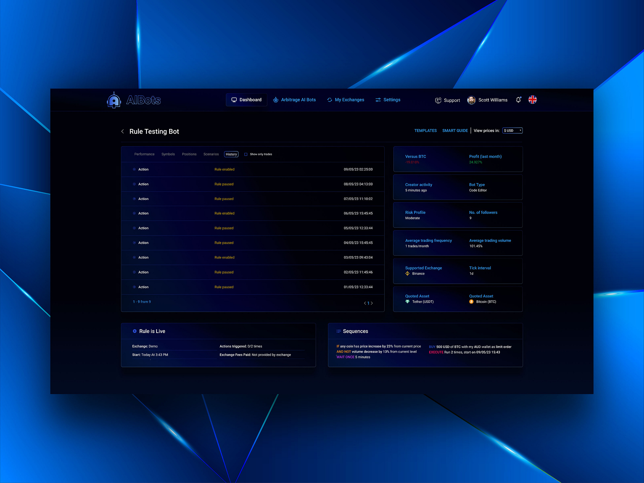 crypto trading bot dashboard