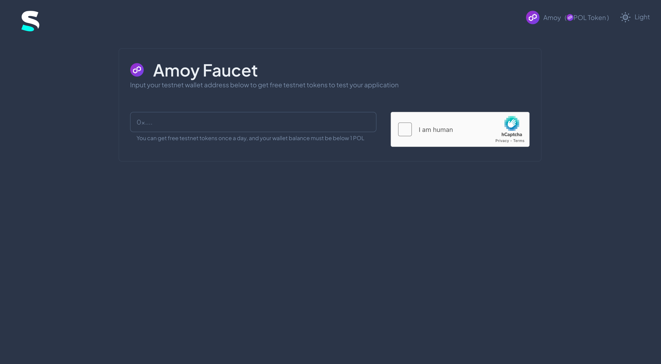 Polygon Amoy testnet dashboard
