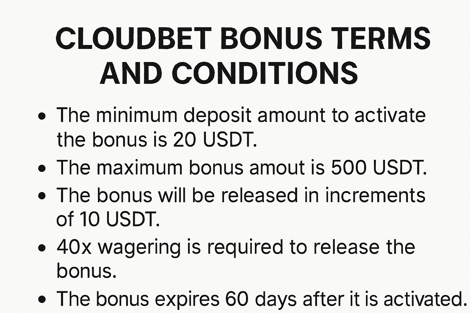 Cloudbet bonus terms and conditions