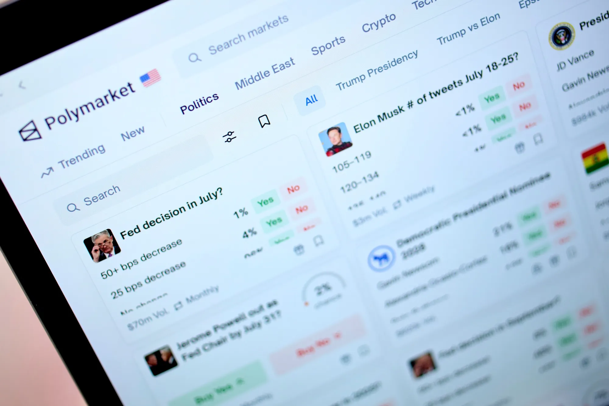 Polymarket blockchain sports betting interface