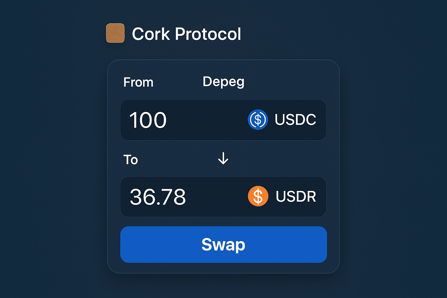 Cork Protocol depeg swap interface