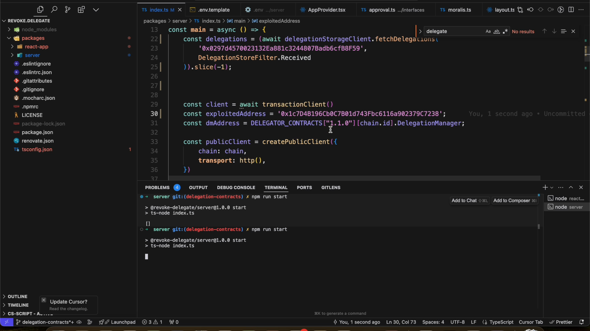 Ethereum wallet delegation revoke