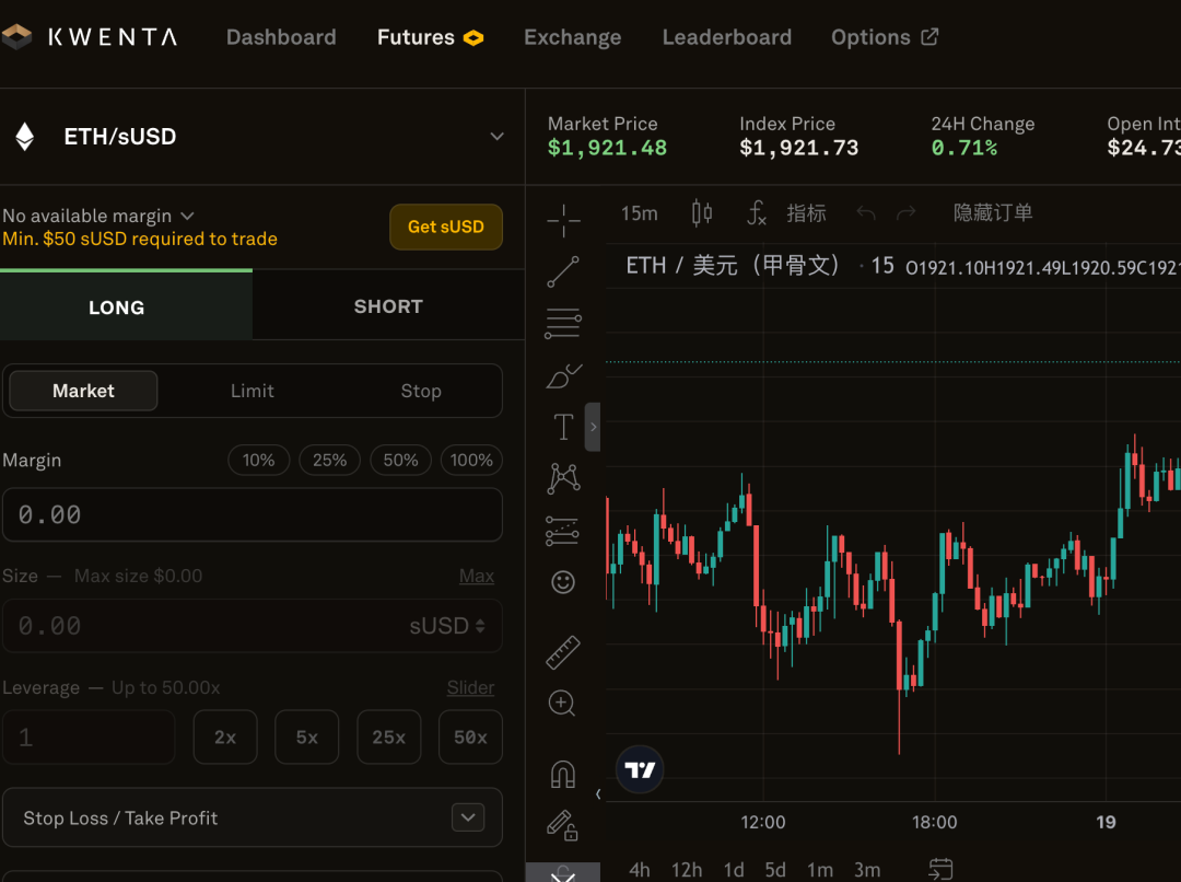 Synthetix synthetic equities dashboard