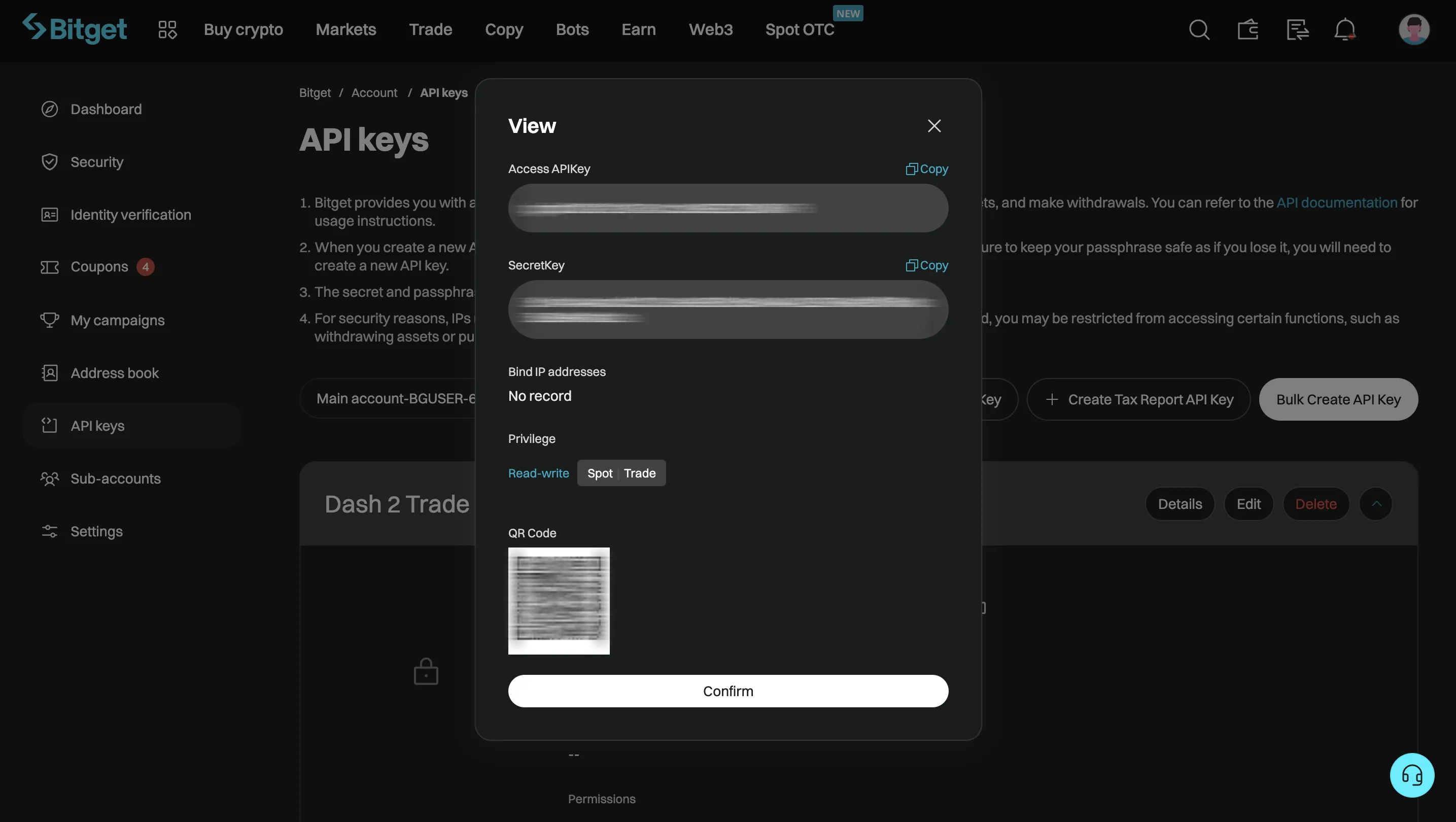 Crypto trading bot exchange API connection security