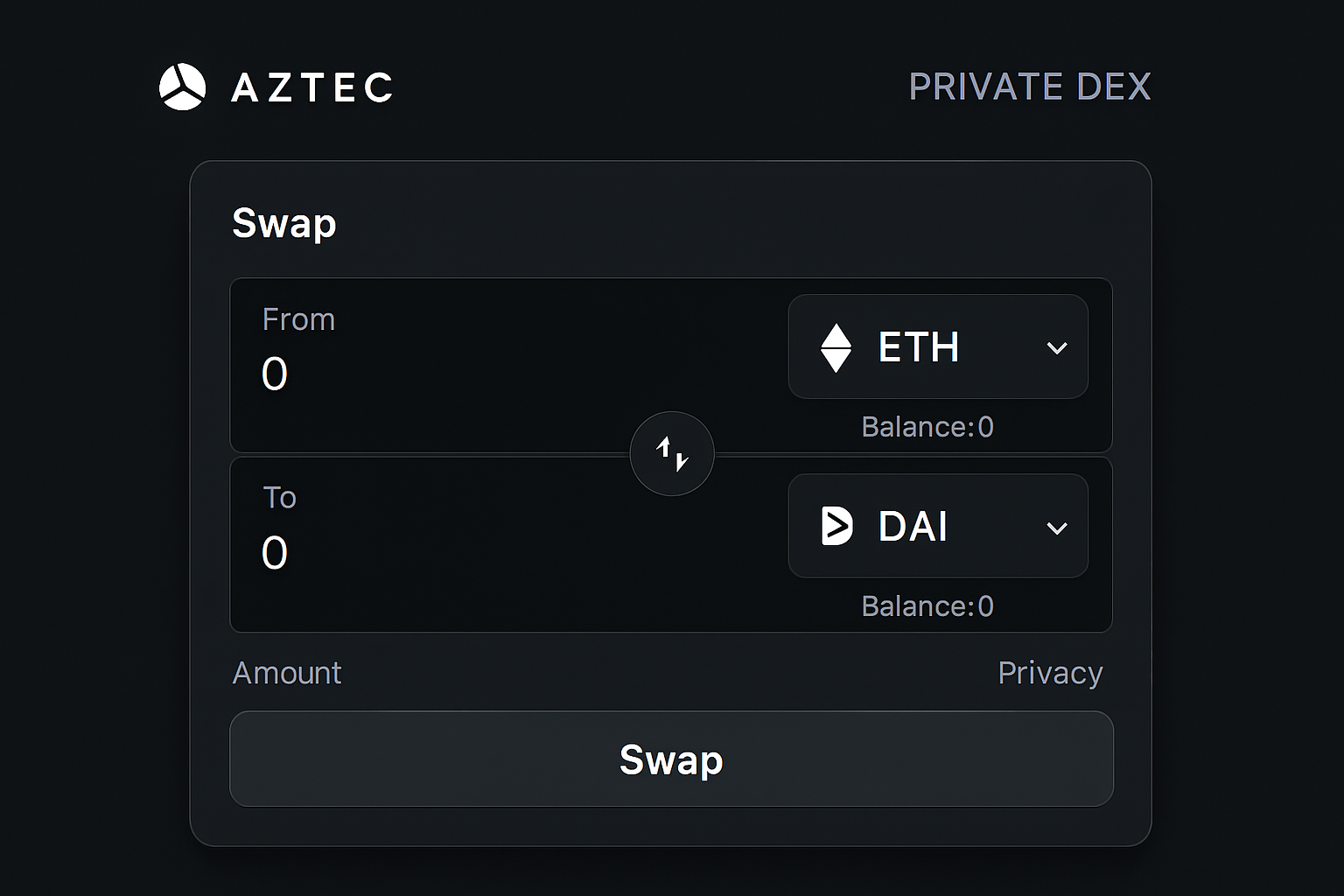 Aztec Network private DEX interface