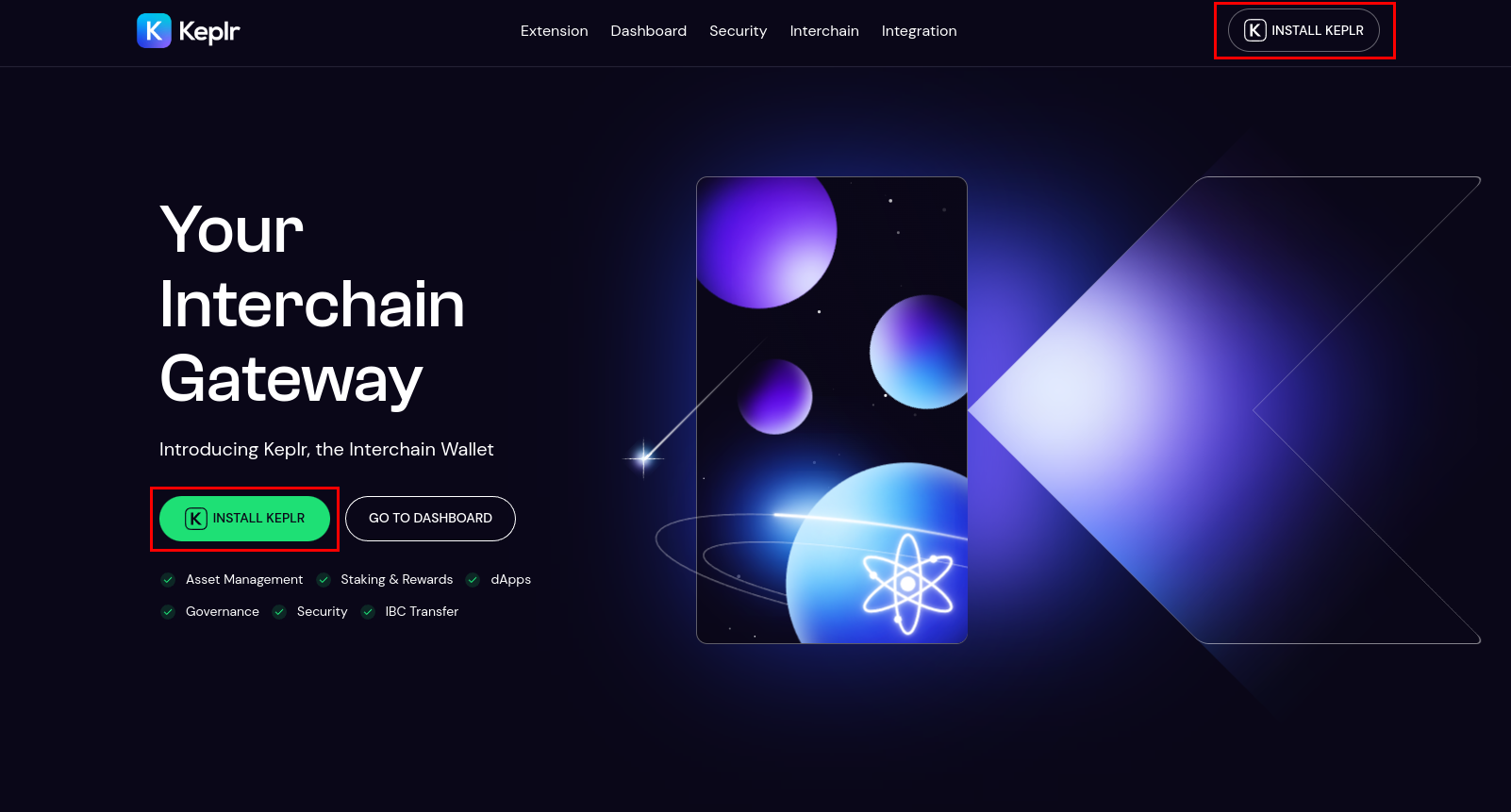 Keplr Wallet portfolio management interface