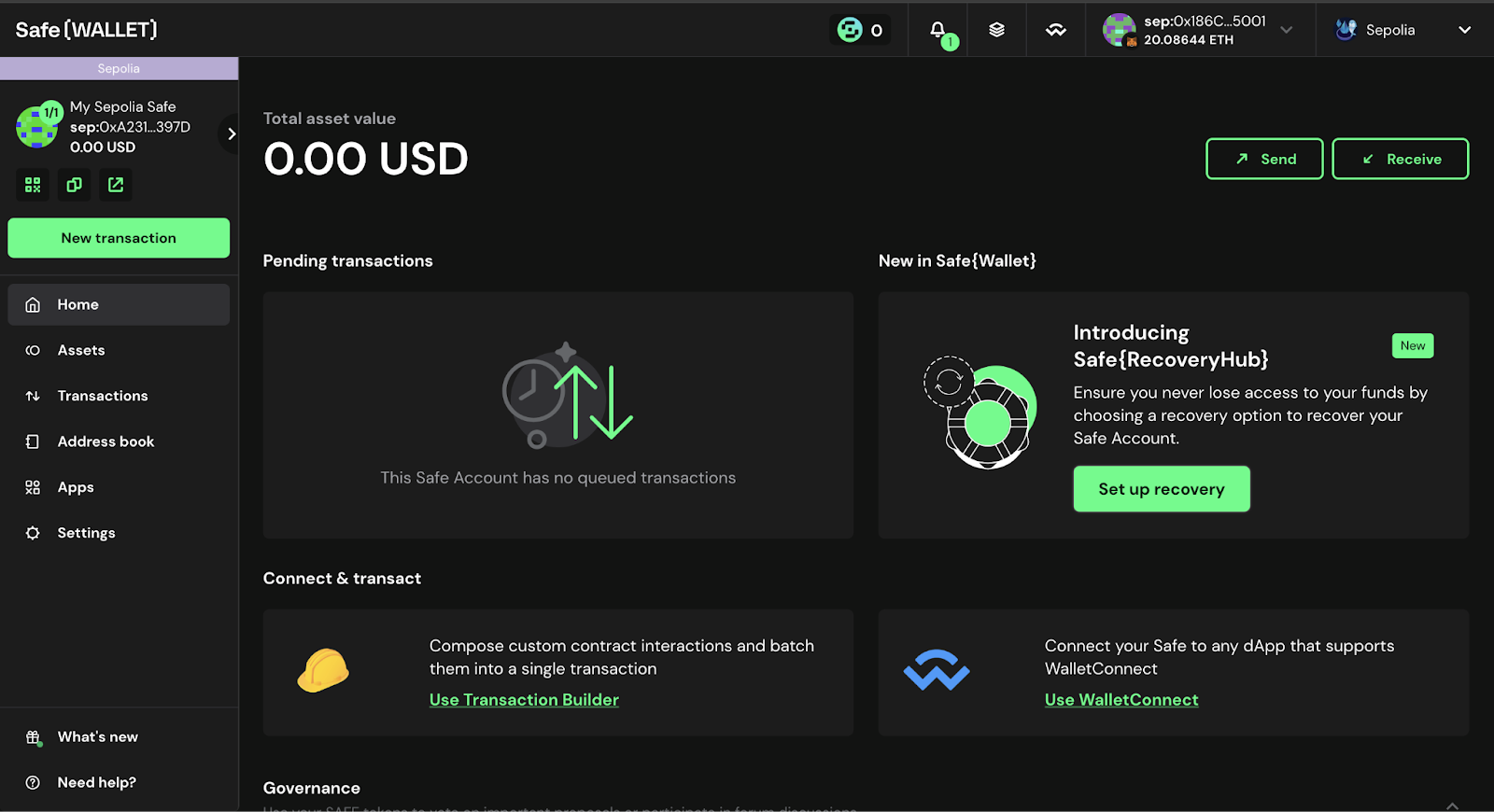 Gnosis Safe multisig wallet interface