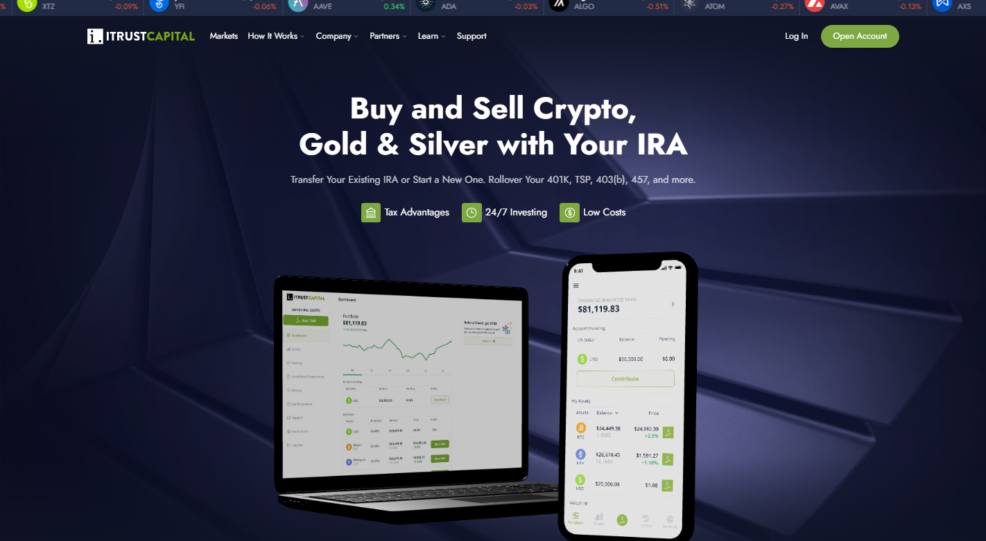 iTrustCapital crypto IRA interface