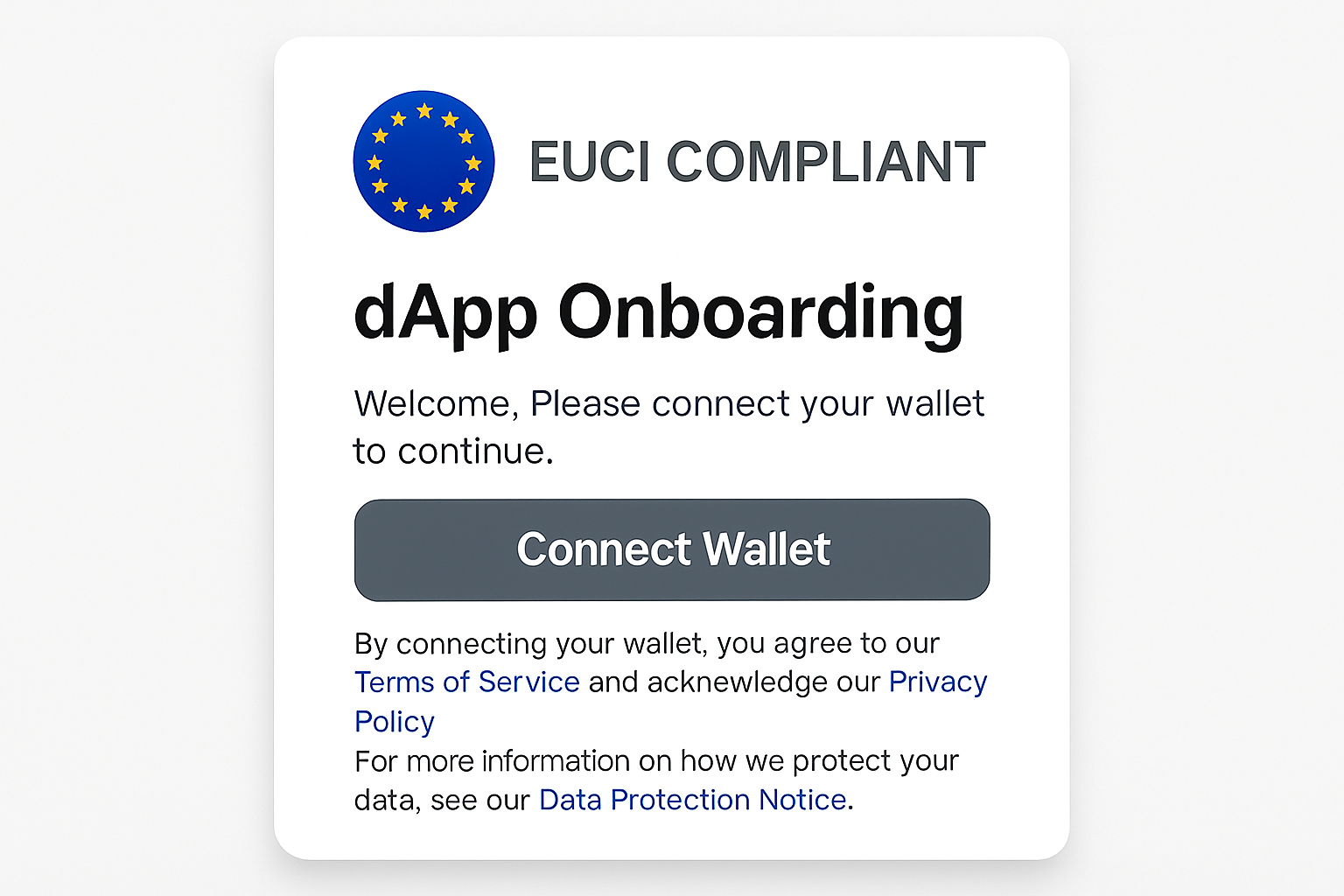 EUCI compliant dApp onboarding interface