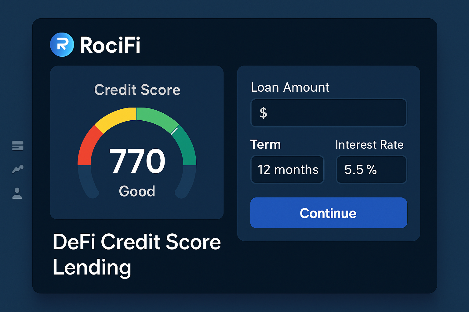 RociFi DeFi credit score lending interface