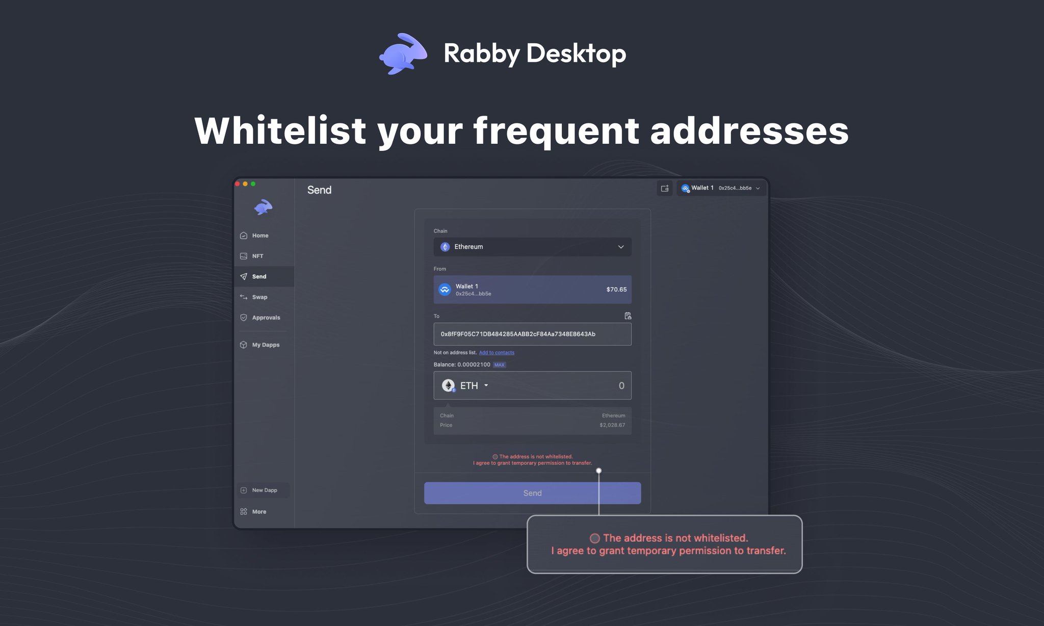 Rabby Wallet trusted address whitelist
