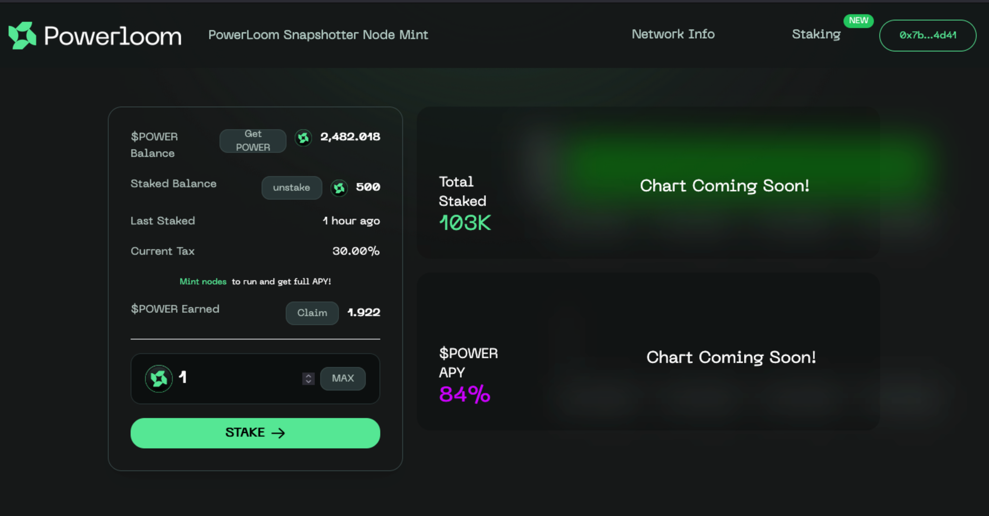 Nous Network staking interface