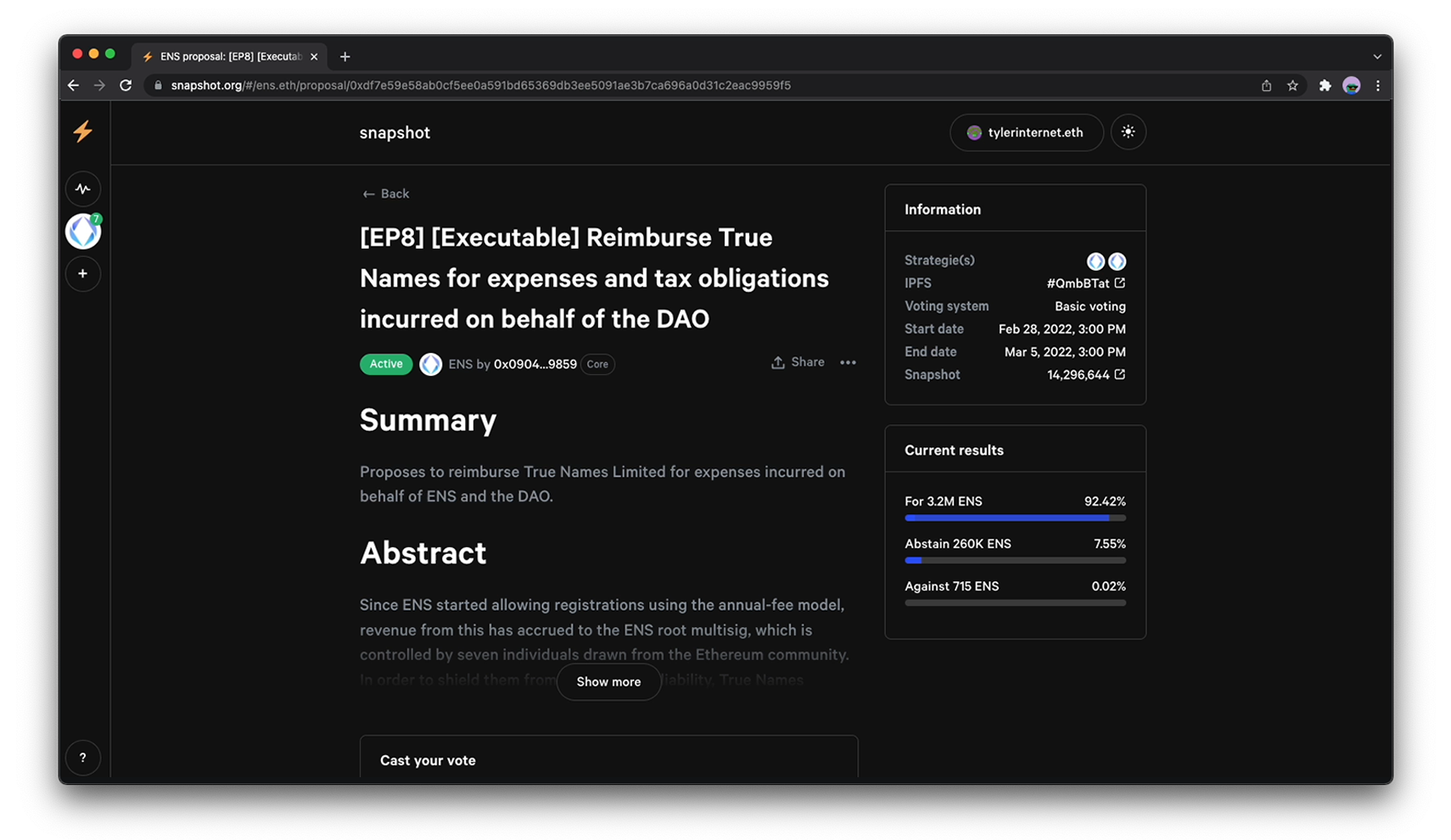 Snapshot DAO NFT badge voting