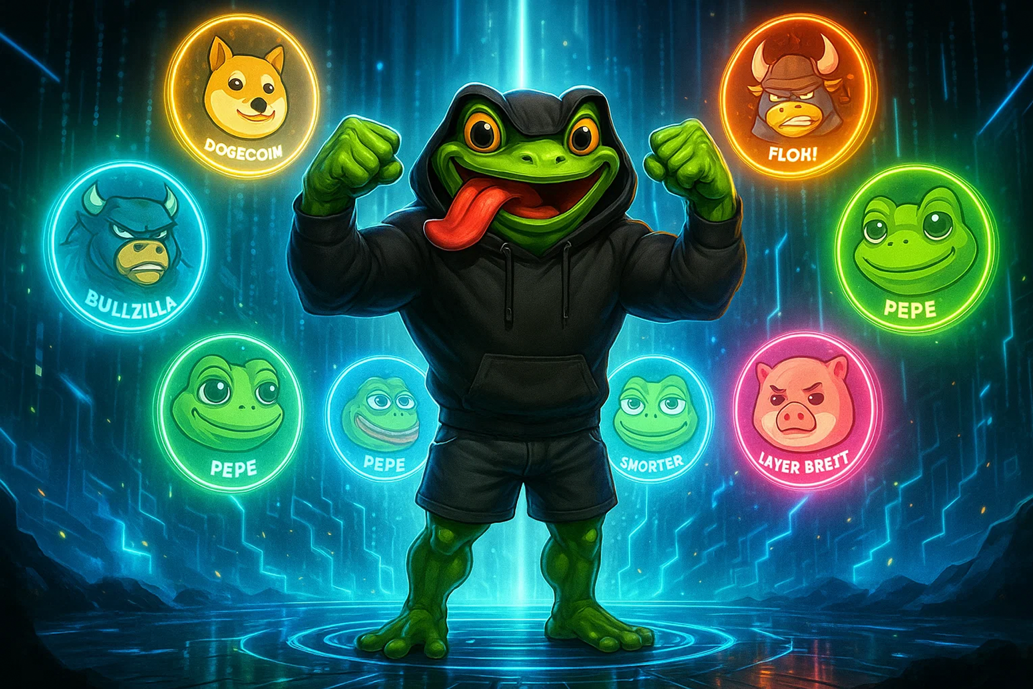 Brett BRETT meme coin mascot frog art