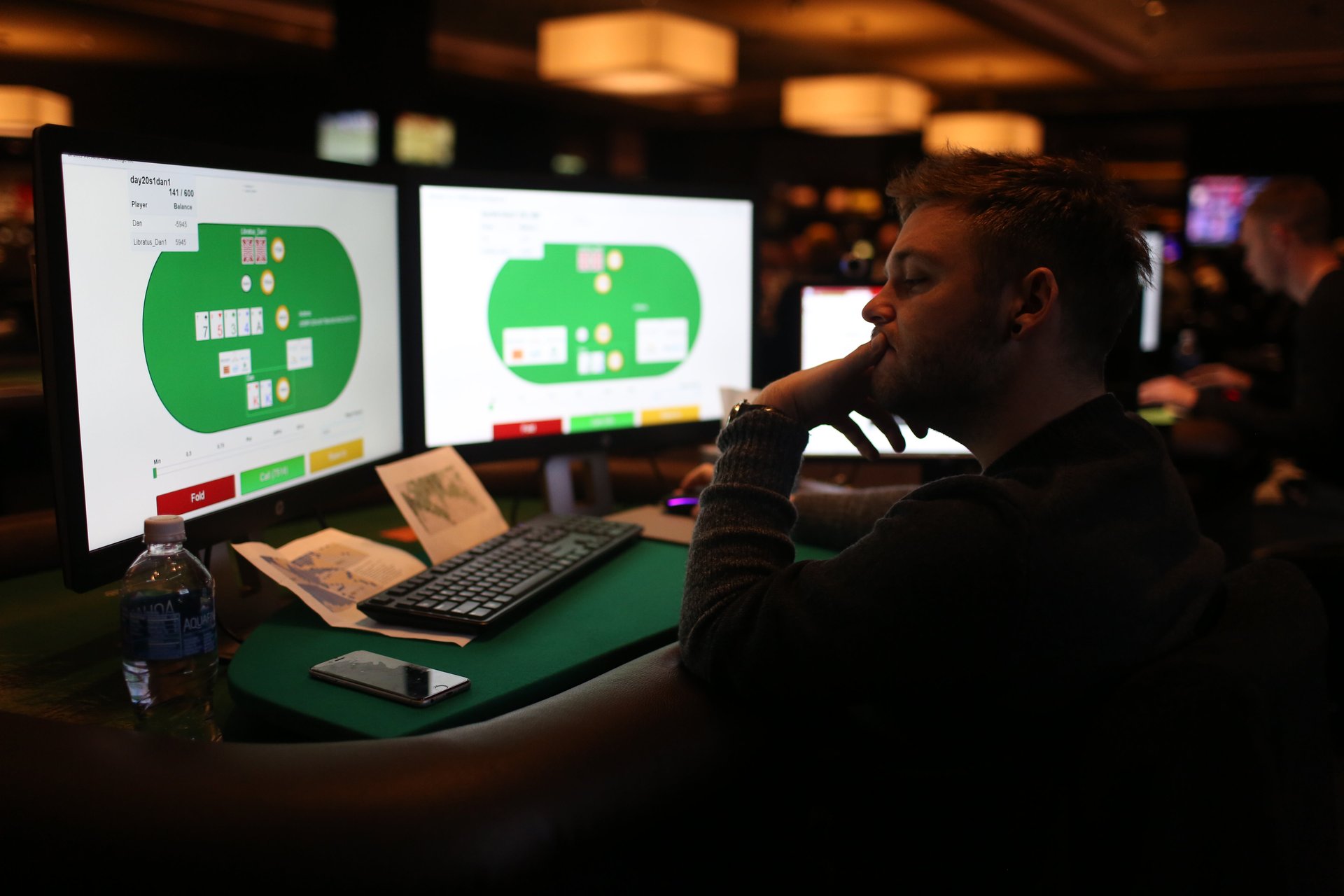 AI poker tournament simulation