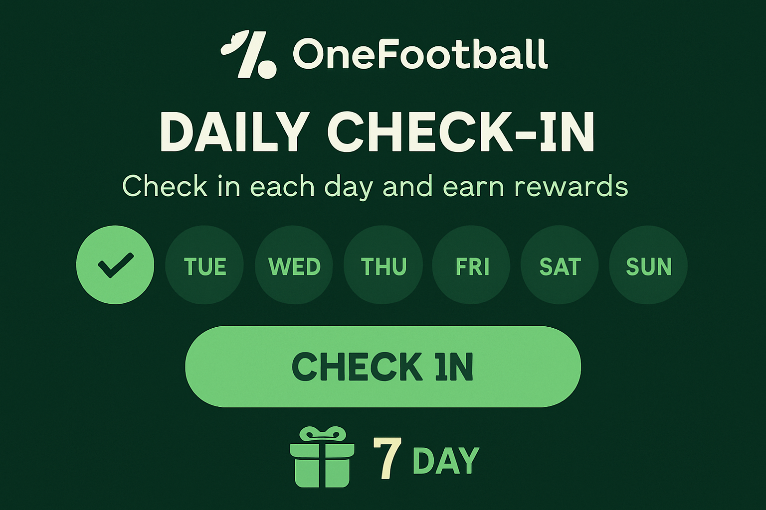 OneFootball app daily check-in screen