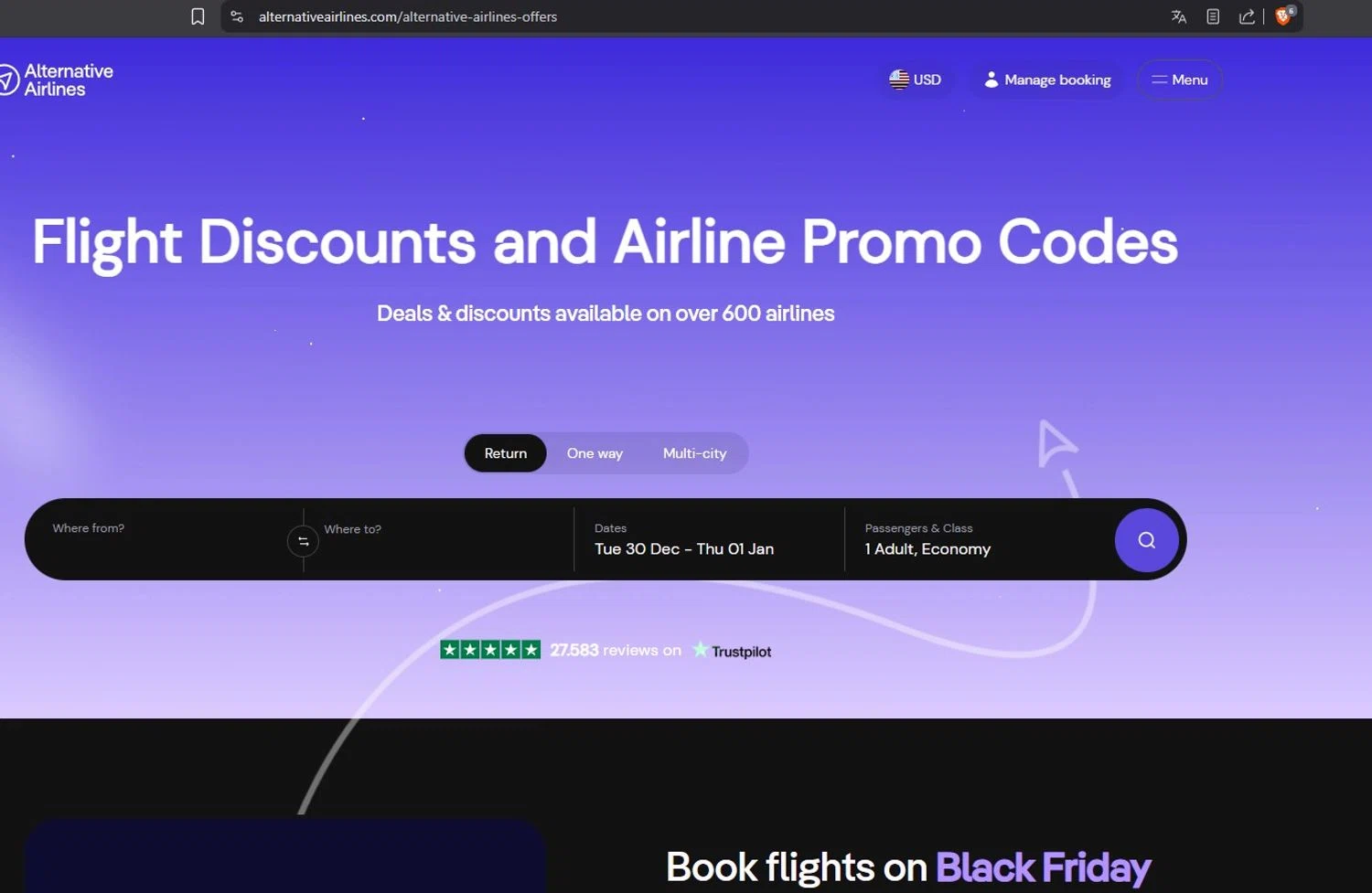 Alternative Airlines crypto booking platform