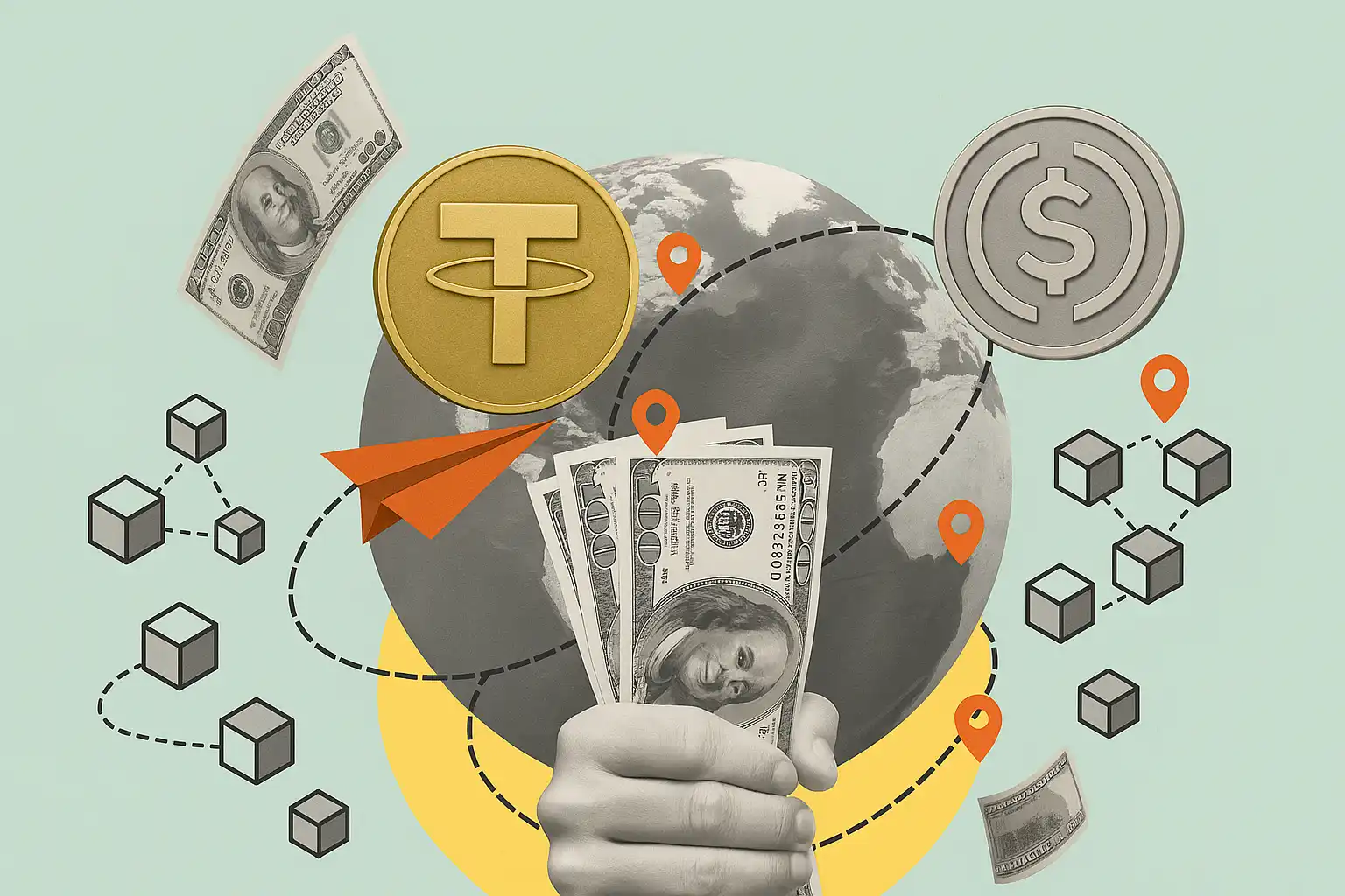 USDC cross-border payroll payment illustration