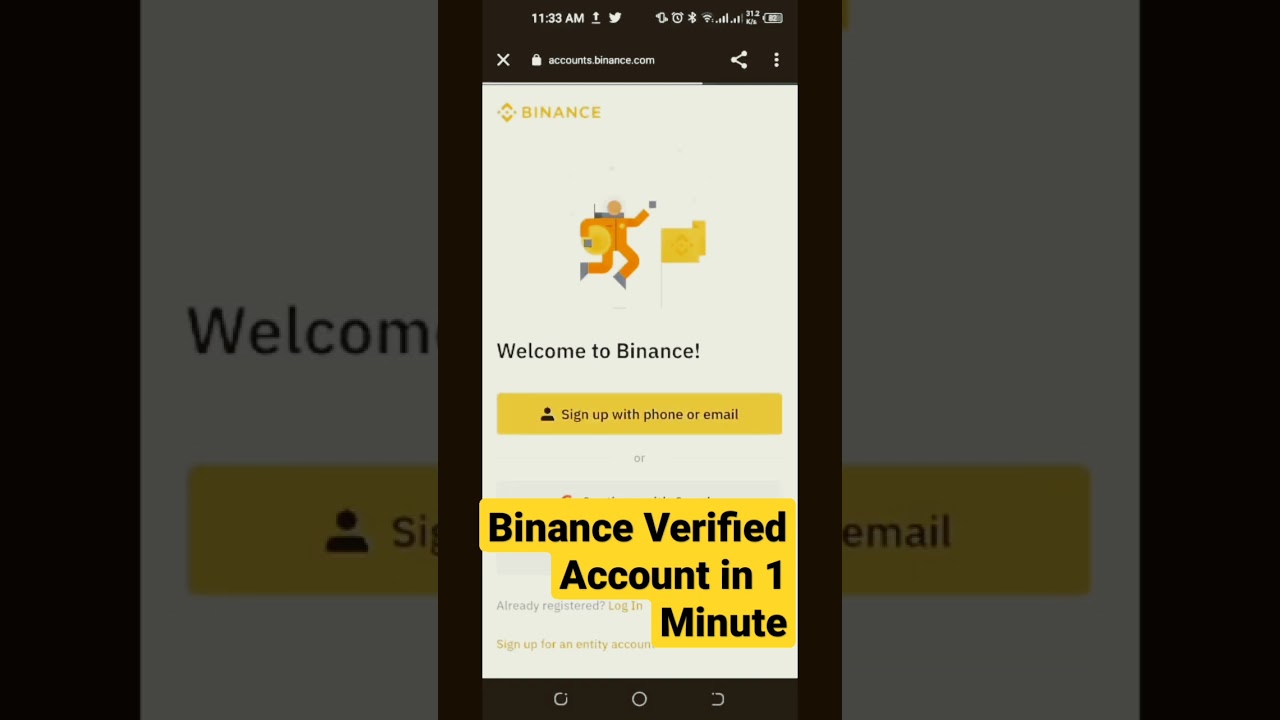 Binance account registration verification screenshot