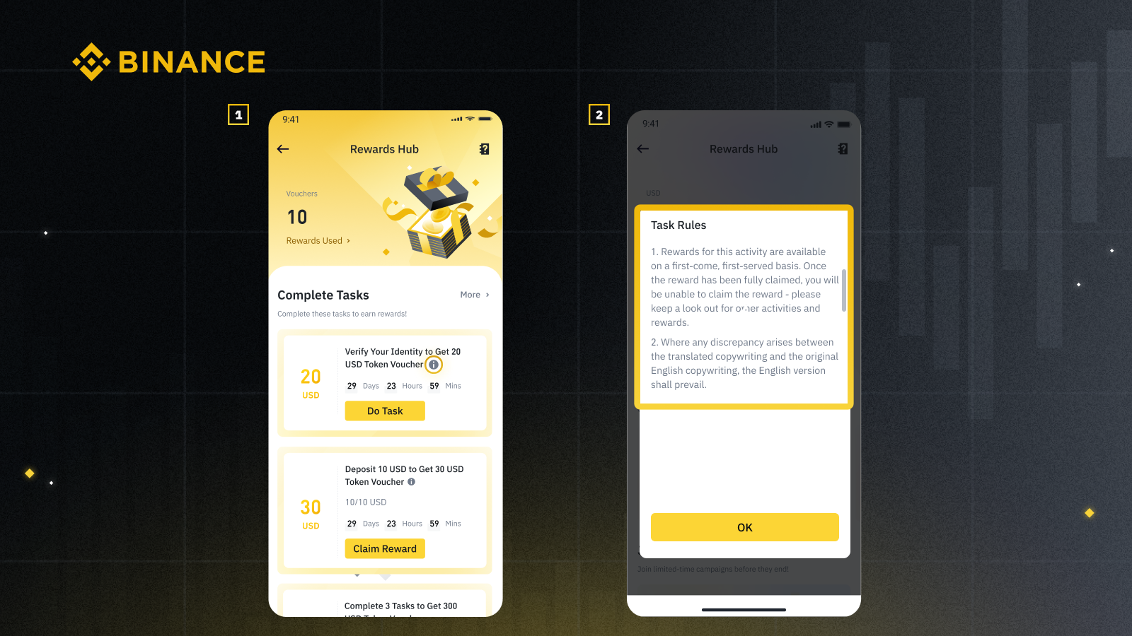 Binance Wallet reward claiming interface