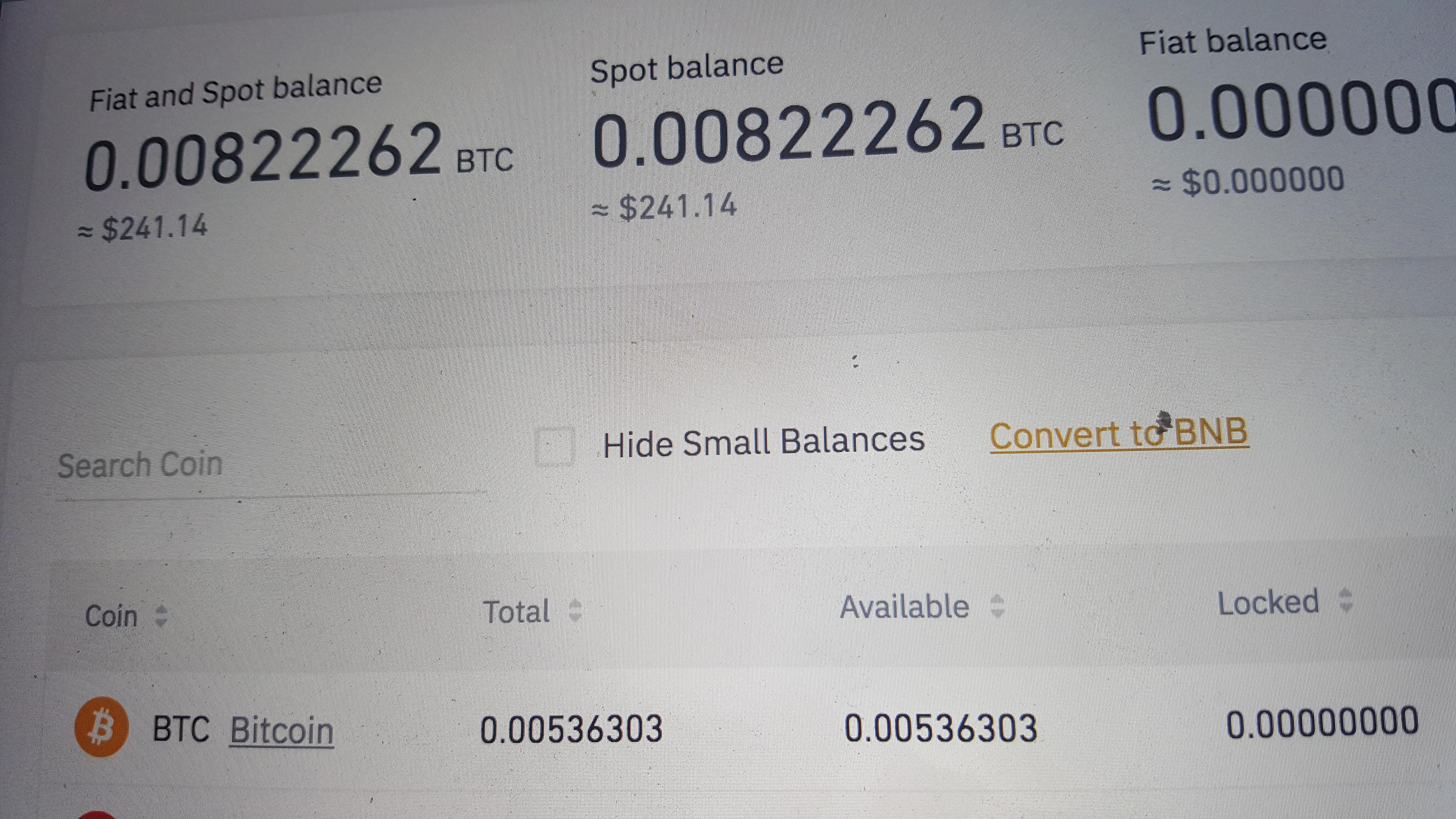 Binance wallet high balance screenshot
