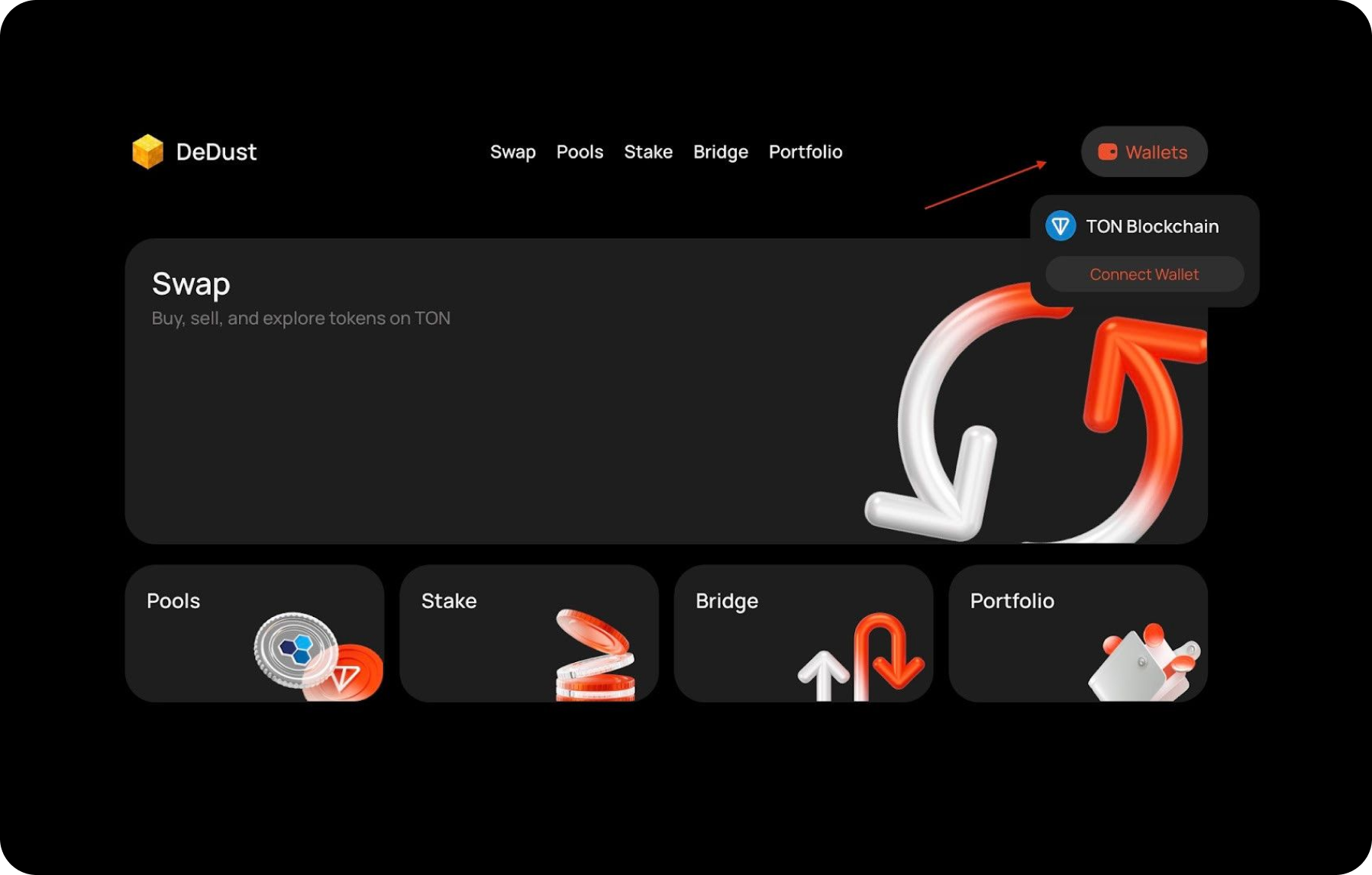 DeDust DEX TON blockchain logo