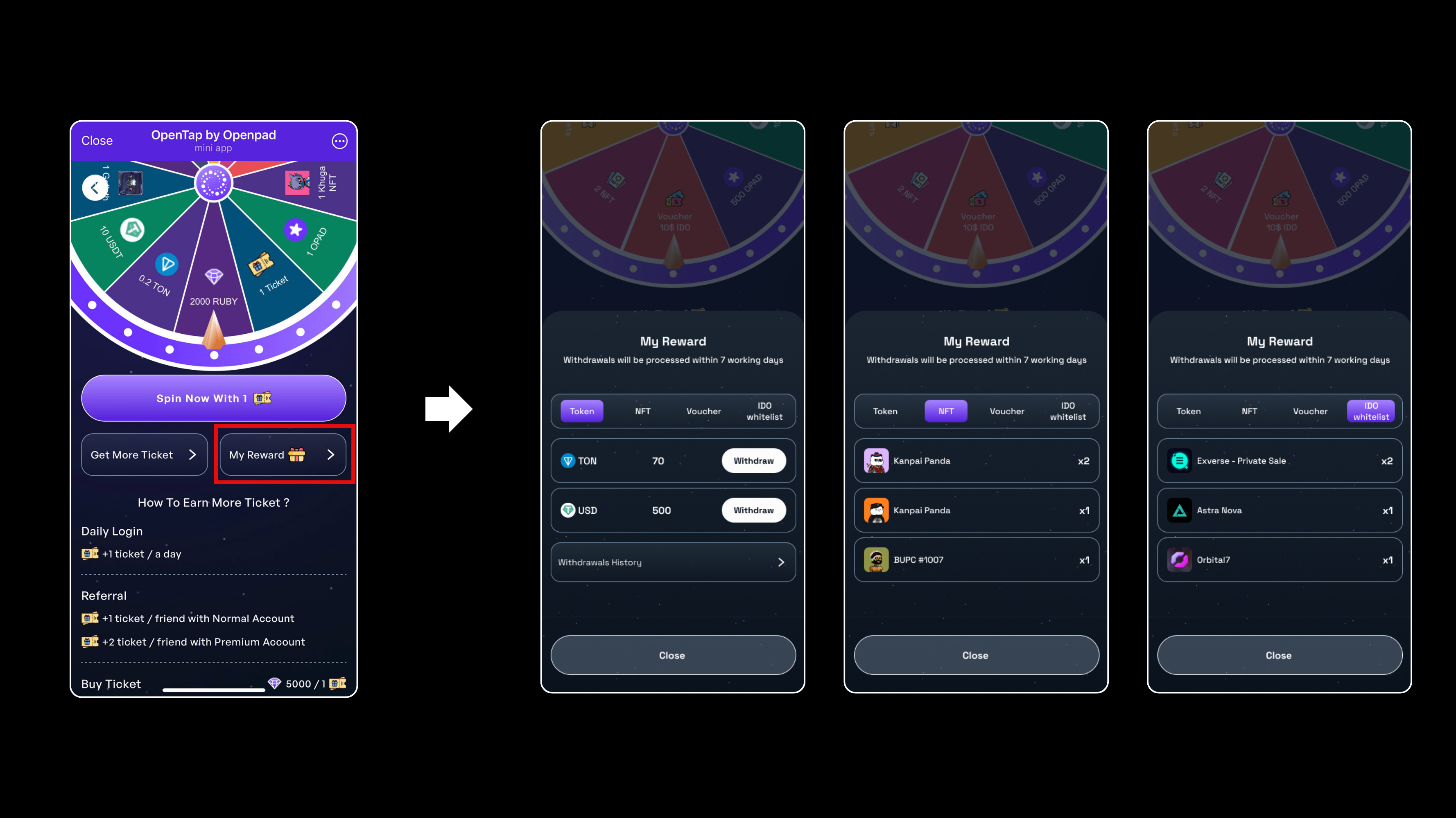 Web3 bounty reward claim screen