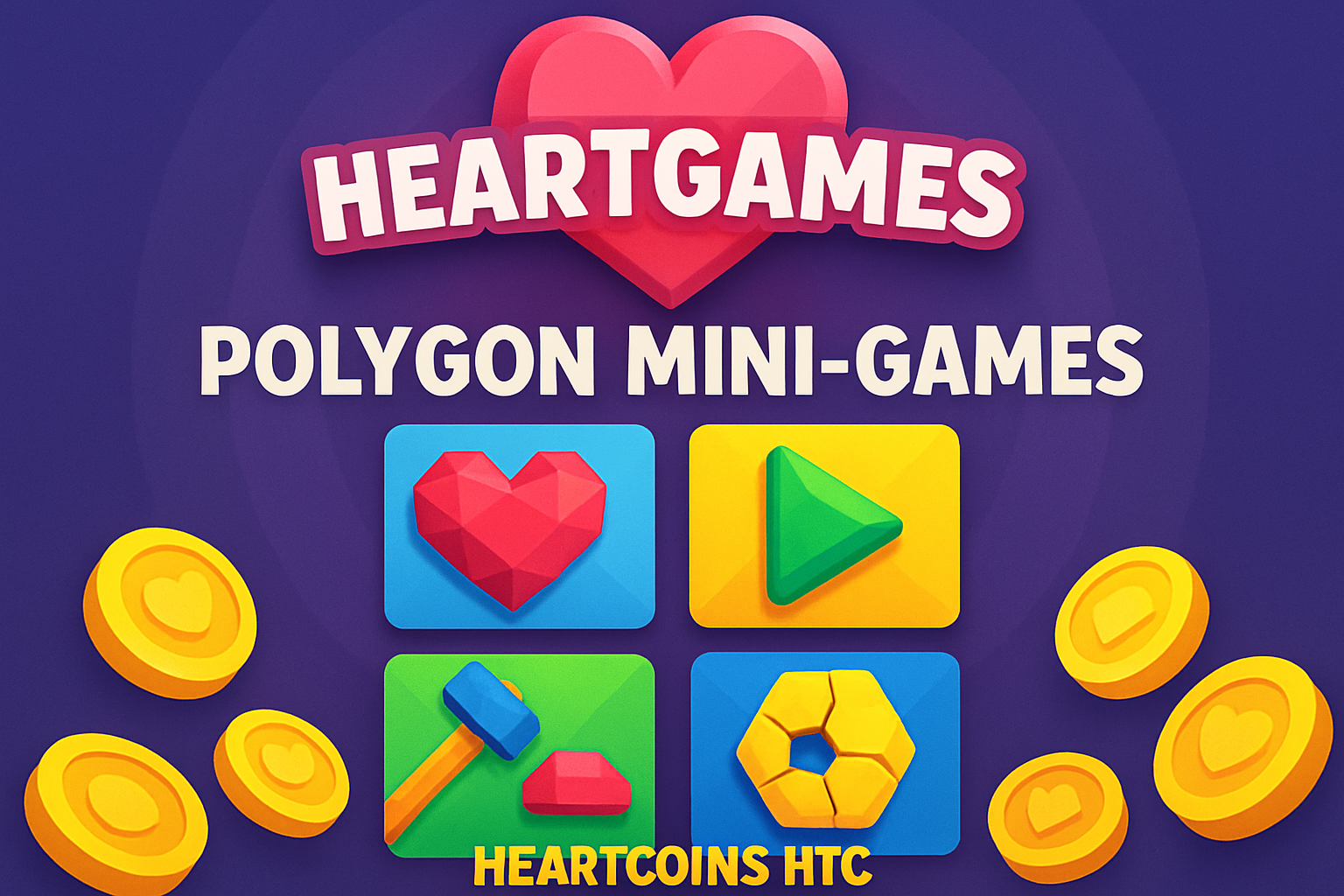 HeartGames Polygon mini-games HeartCoins HTC