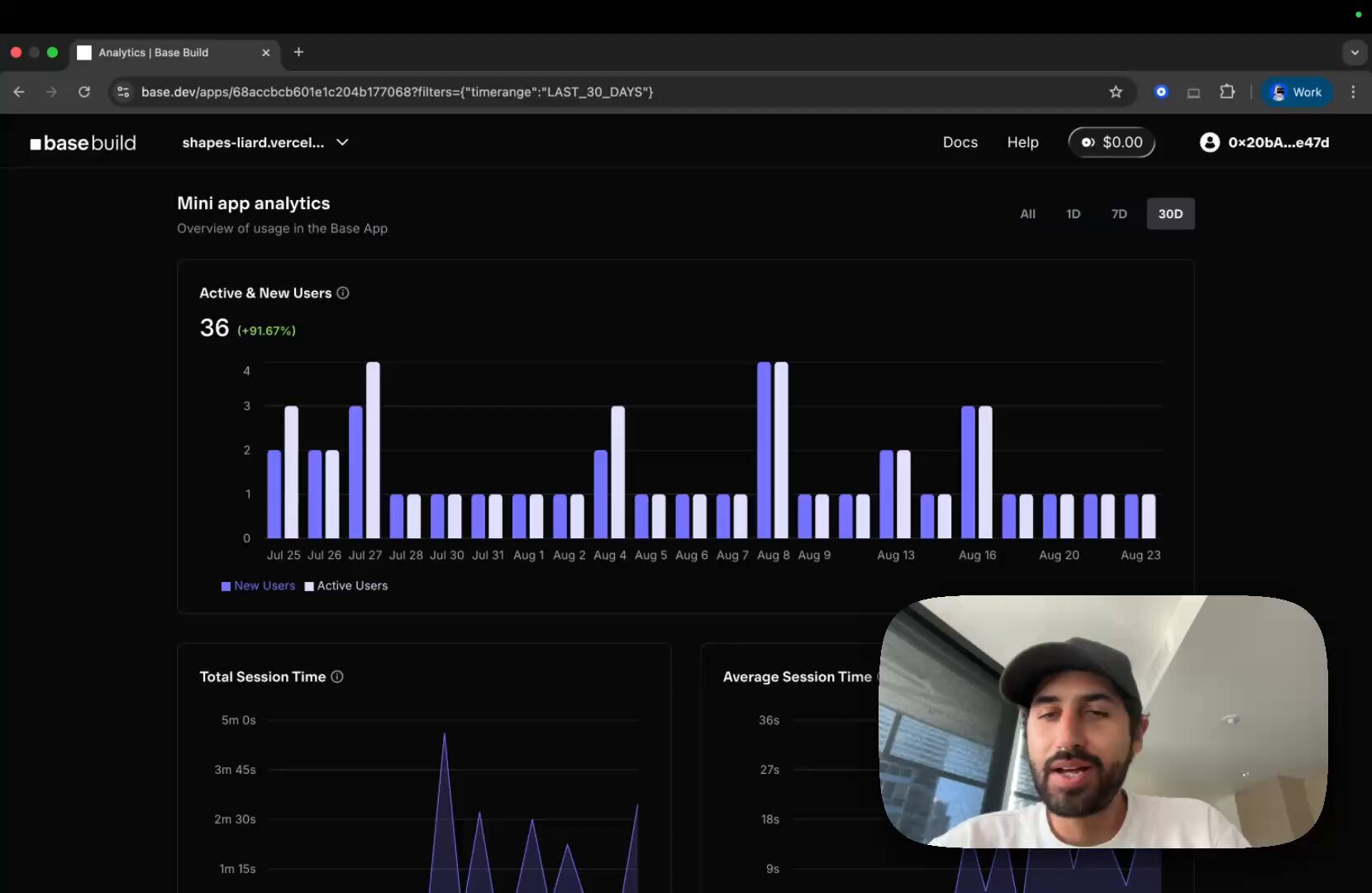 Base Mini App analytics dashboard