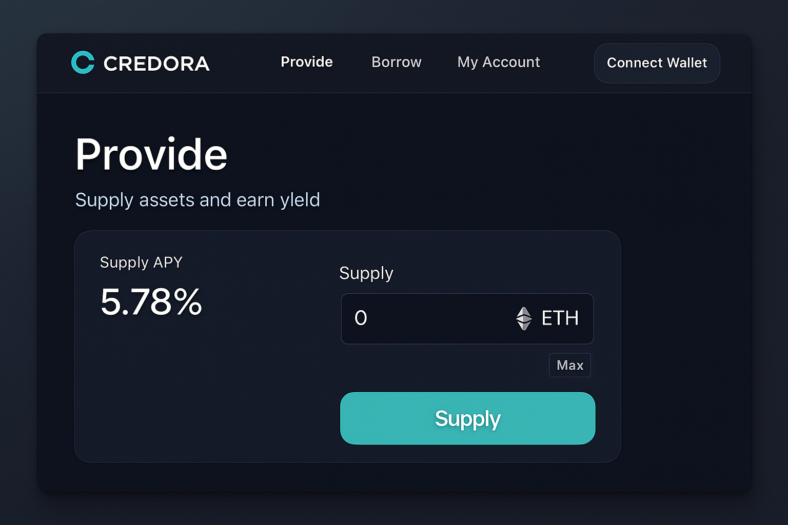 Credora DeFi protocol interface