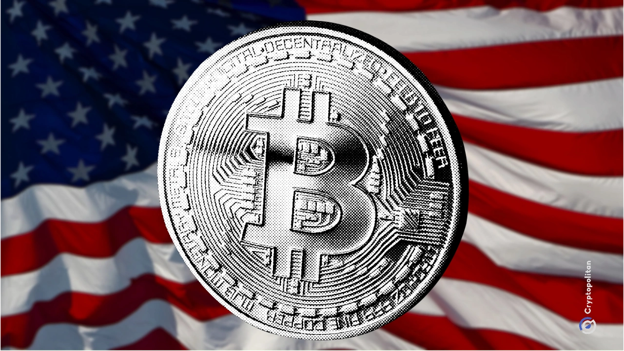 American flag with Coinbase logo