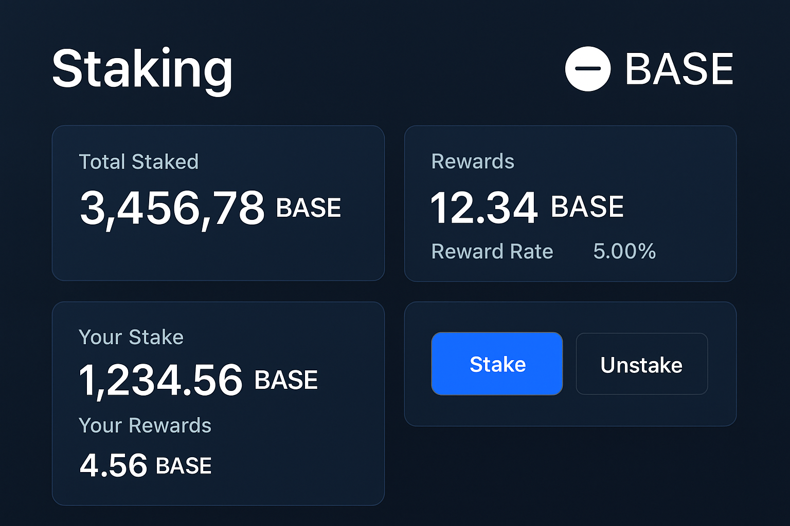 staking dashboard on Base network