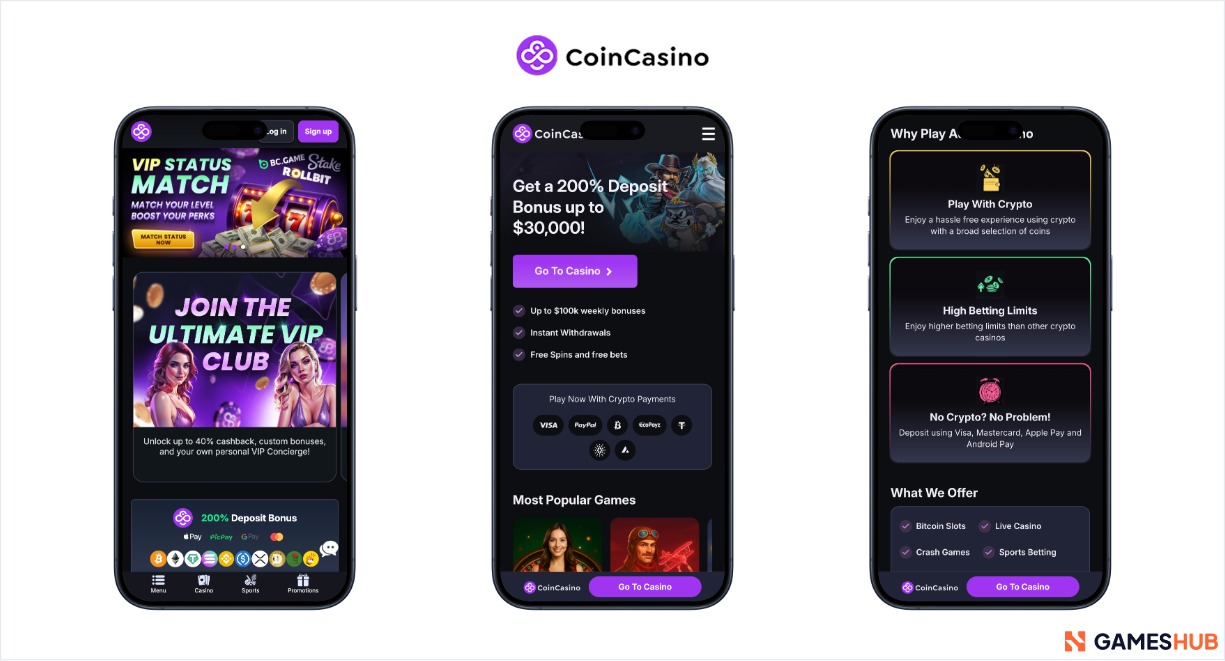 CoinCasino 2025 esports welcome bonus screenshot