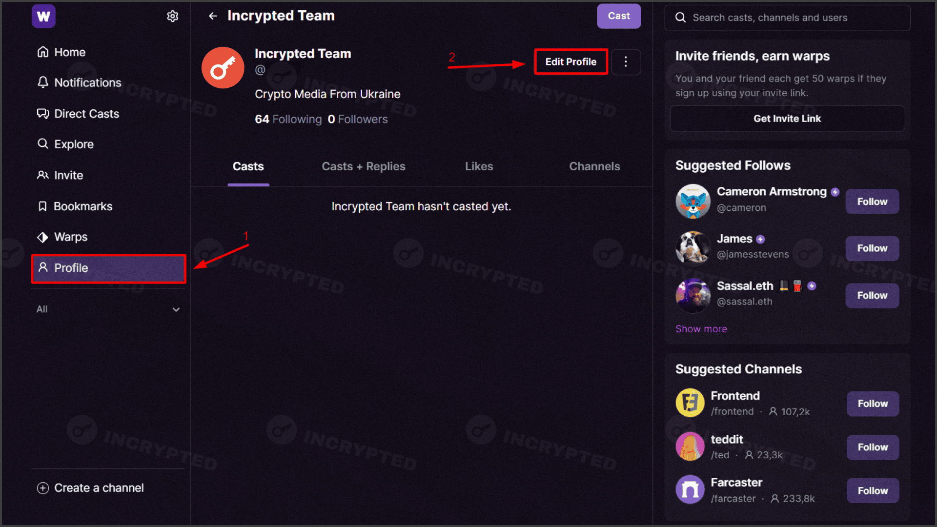 Warpcast Farcaster app screenshot