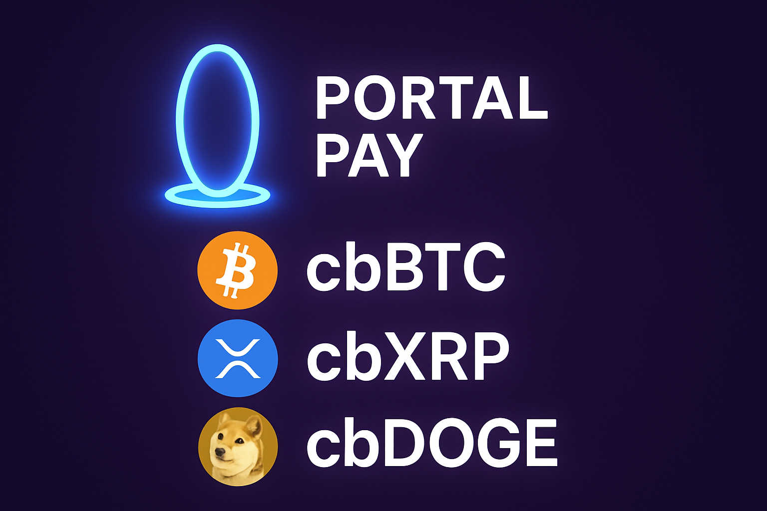 Portal Pay cbBTC cbXRP cbDOGE payment