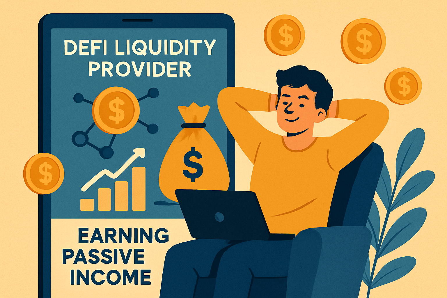 DeFi liquidity provider earning passive income