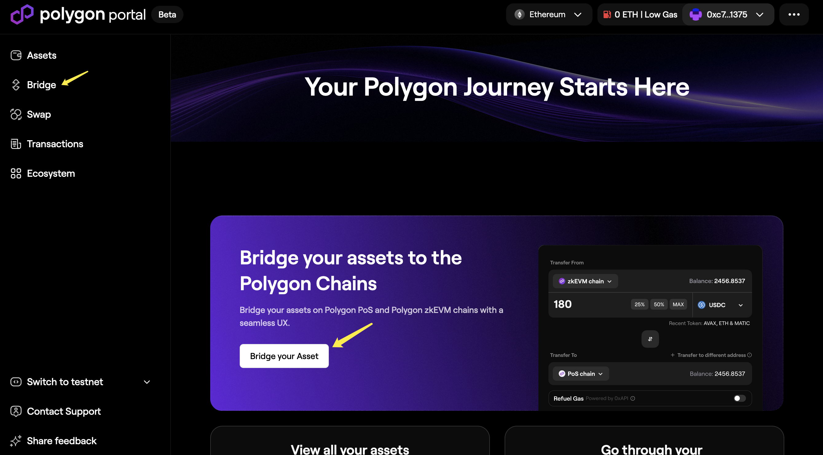 Polygon zkEVM dashboard with dApps