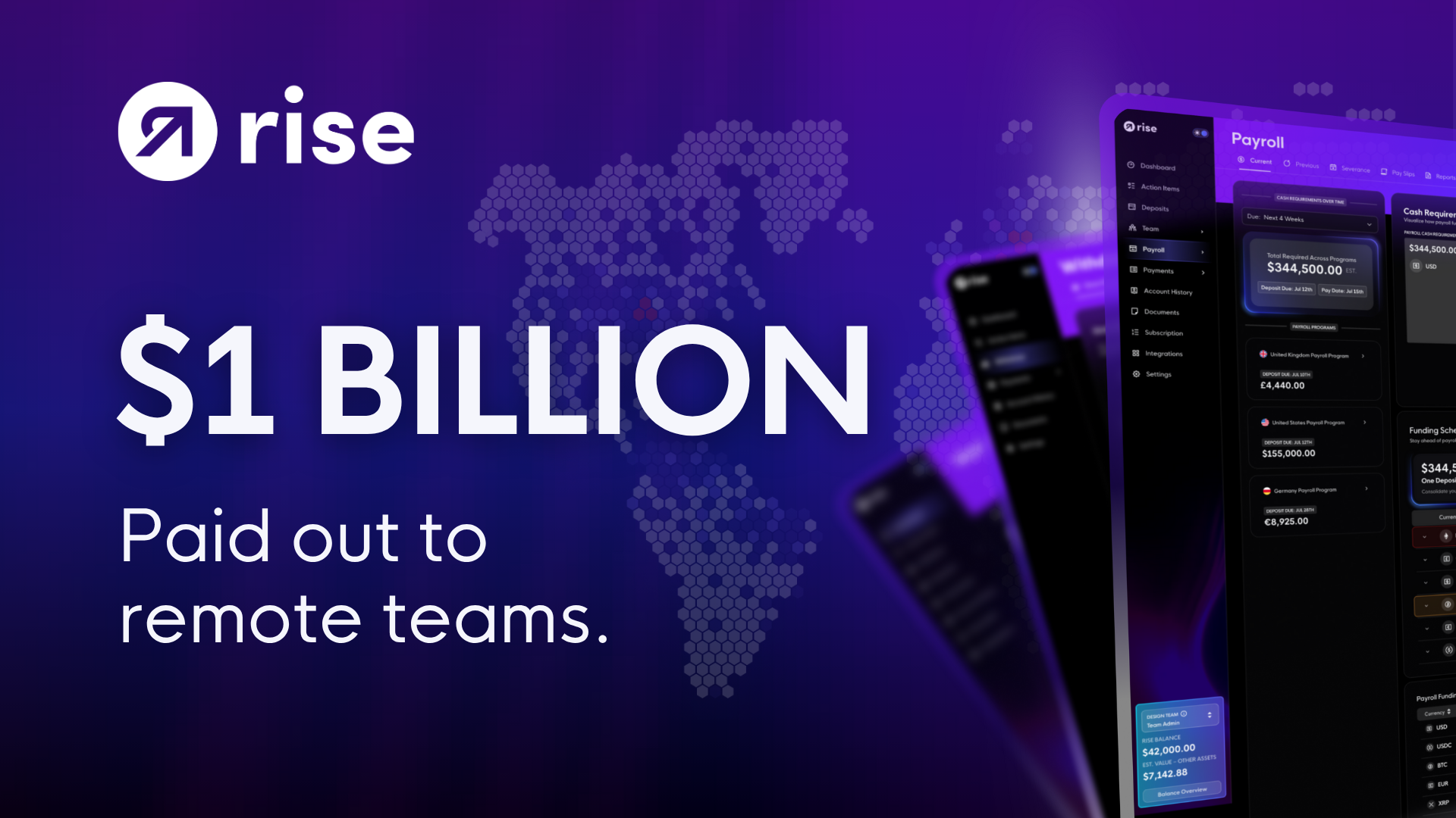 Rise Web3 payroll platform dashboard